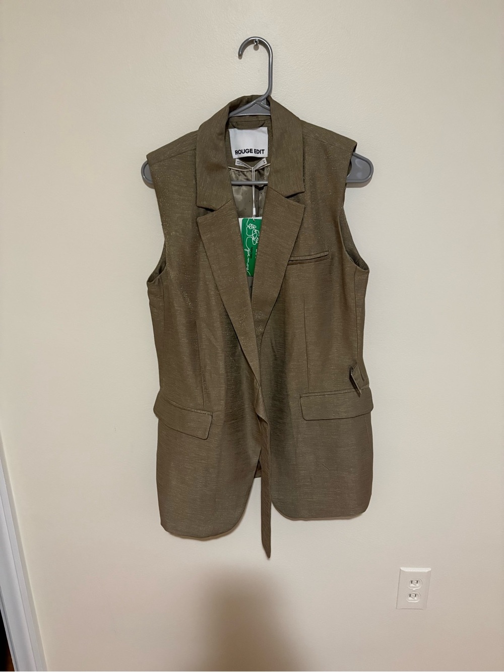 Rouge Helium Olive Sleeveless Tailored Vest